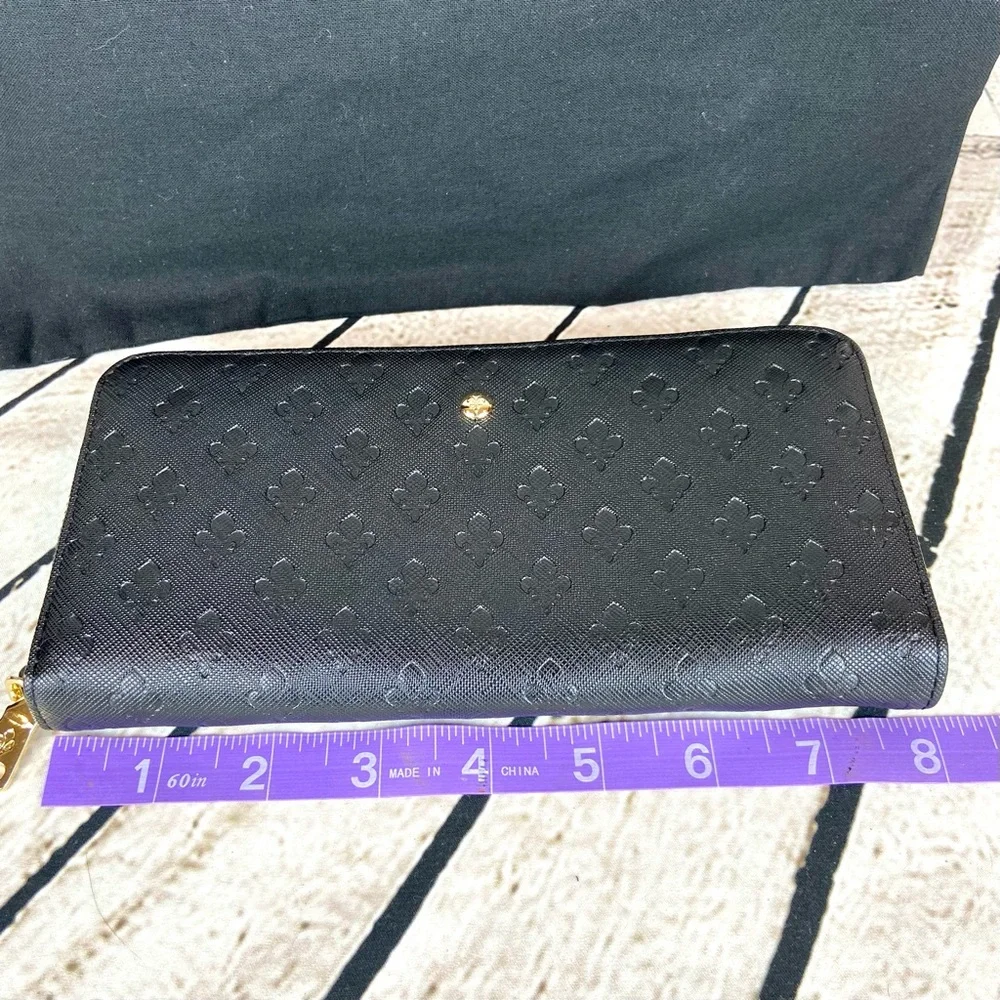 Patrick Cox fleur de lis black leather zippy zip around long wallet *new* - Picture 16 of 16